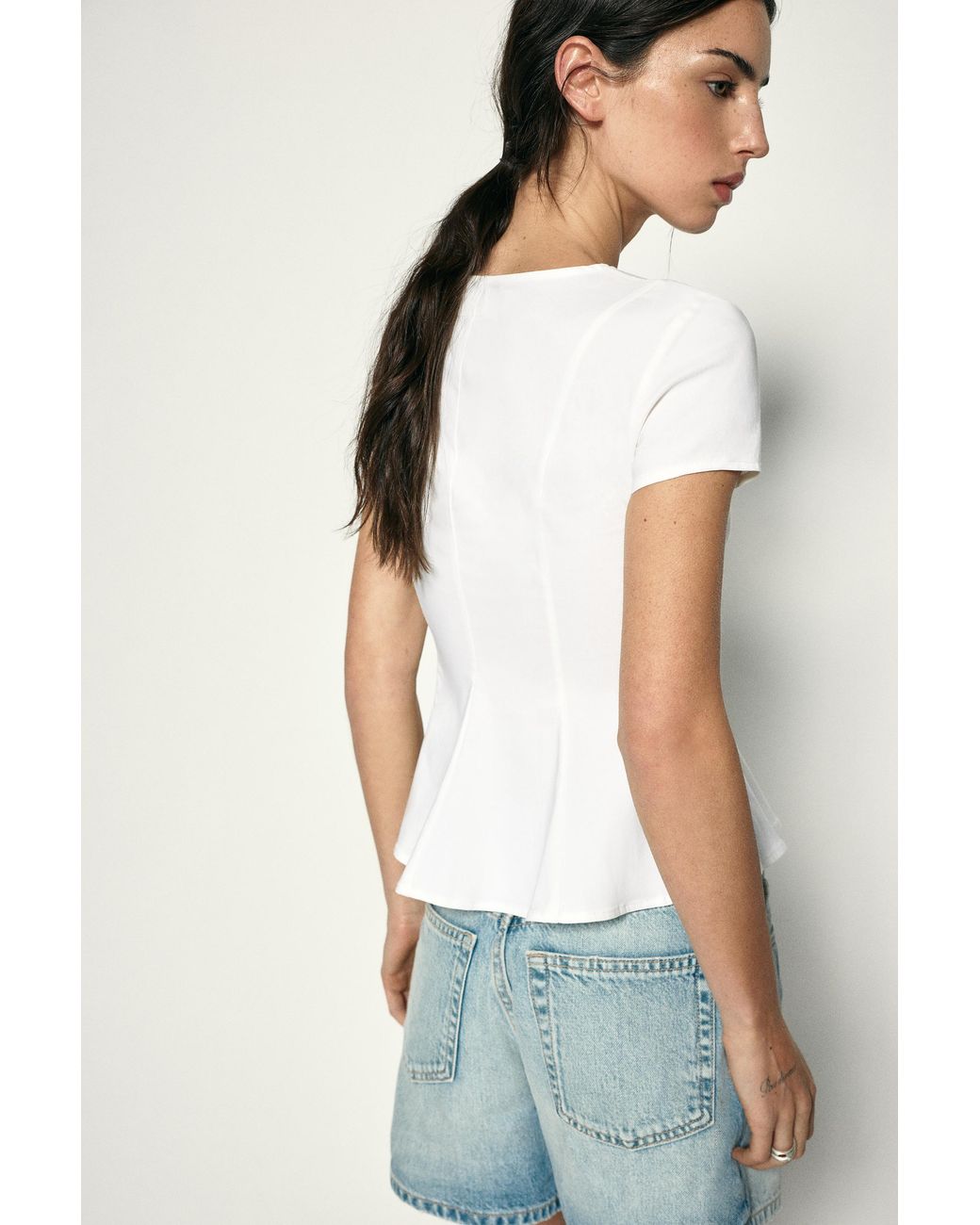 Pull&Bear Blue Peplum Top