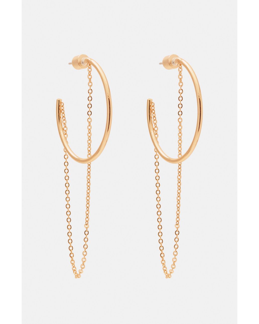 Orecchini A Cerchio Con Catene di Pull&Bear in White