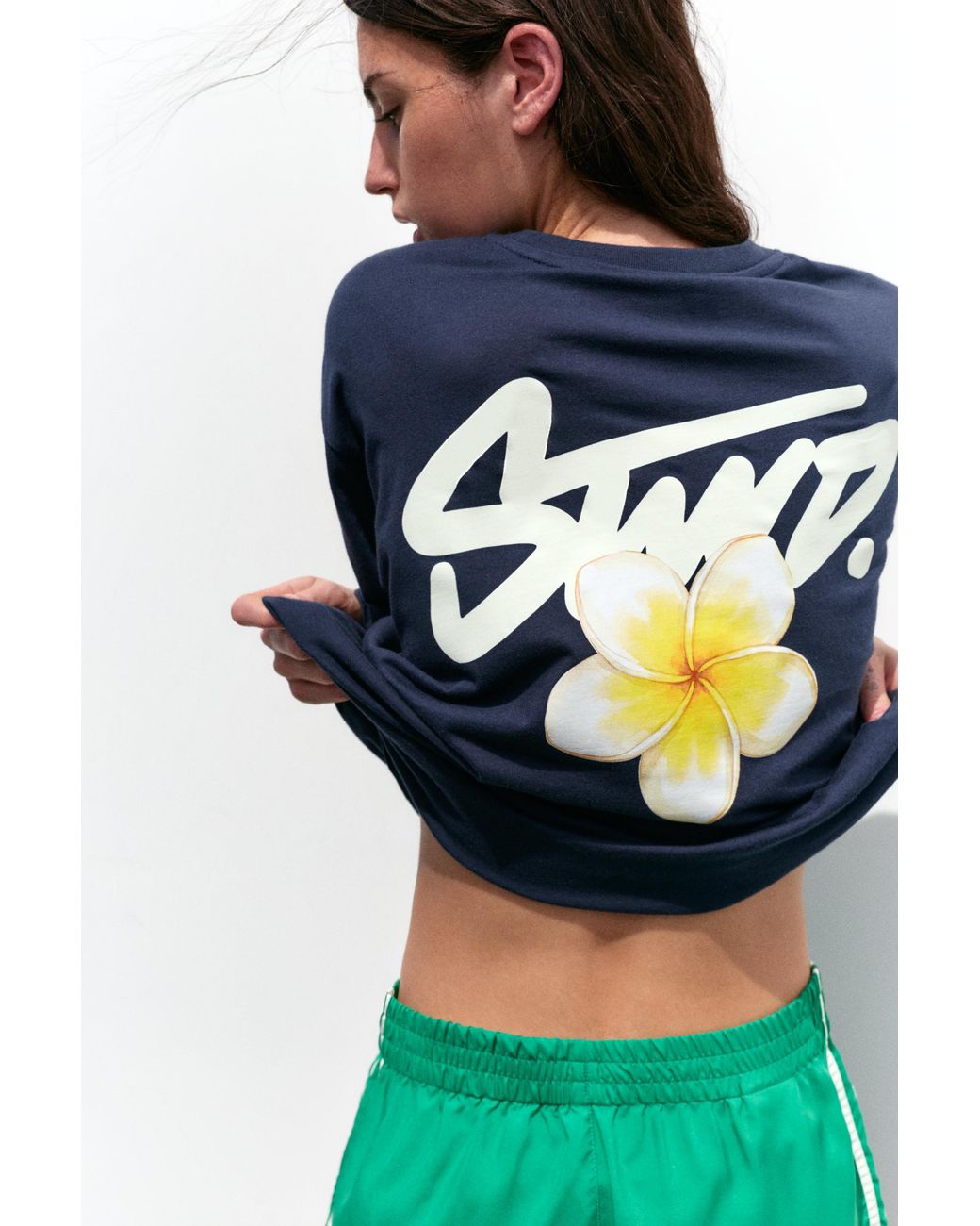Pull&Bear Blue Oversize Floral Graphic T-Shirt