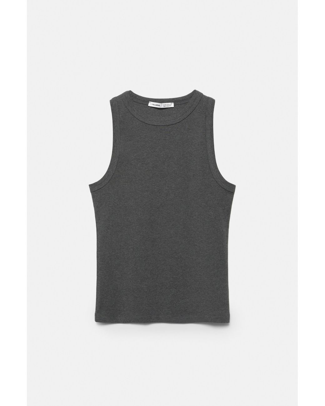 Pull&Bear Black Round Neck Tank Top