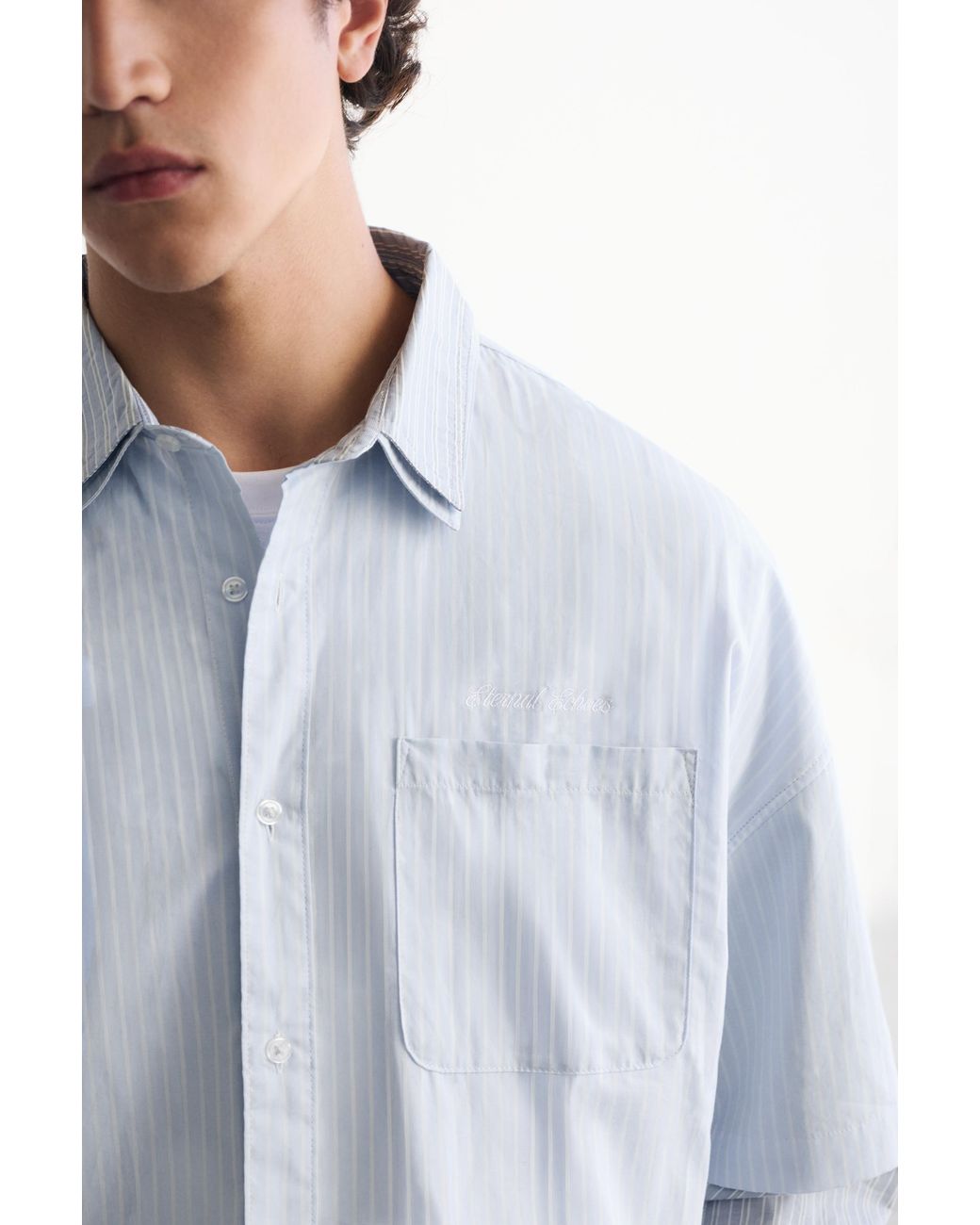 Chemise Rayée Double Manches Pull&Bear pour homme en coloris Blue