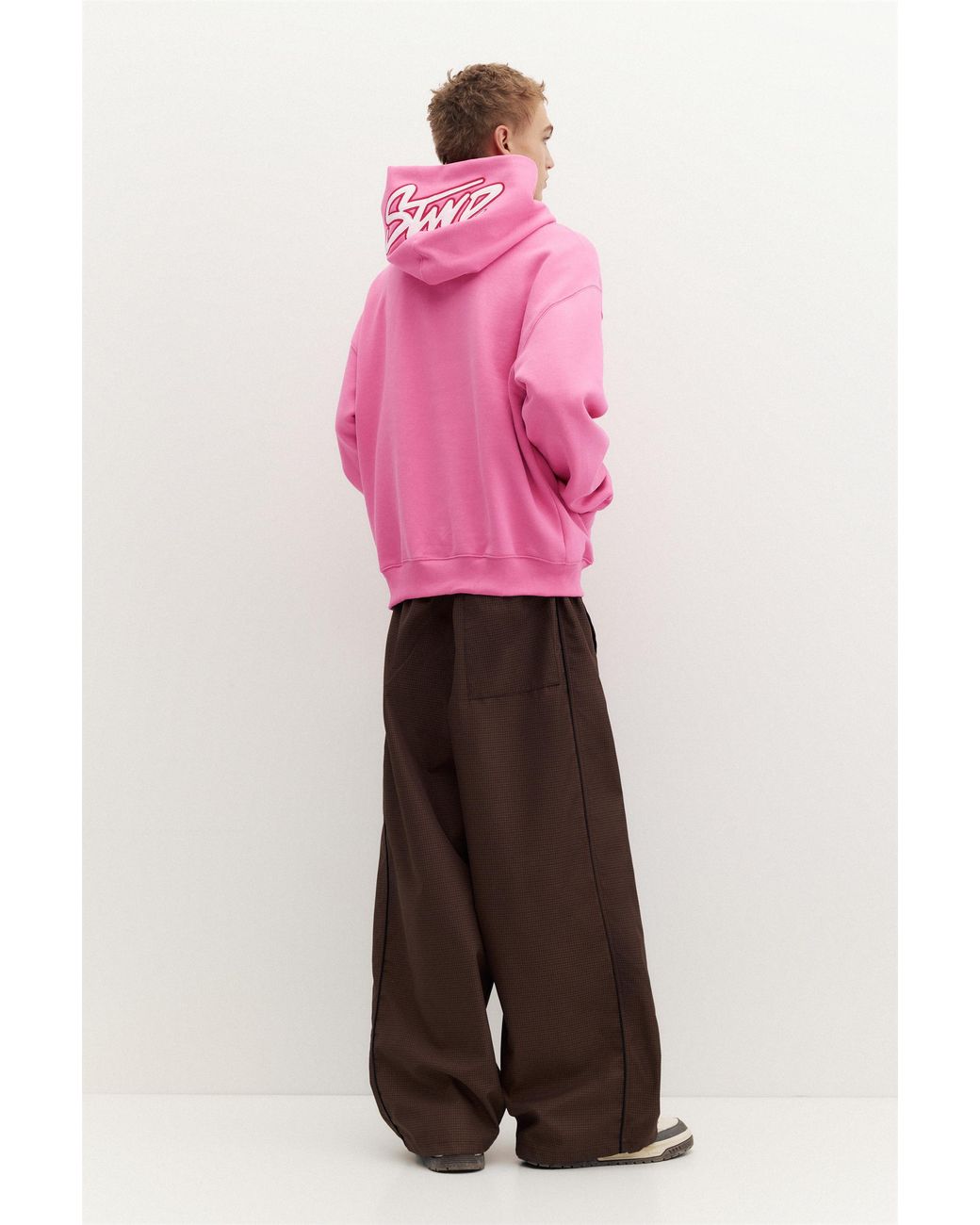 Pull&Bear Pink Boxy-Fit Stwd Logo Sweatshirt With Hood for men