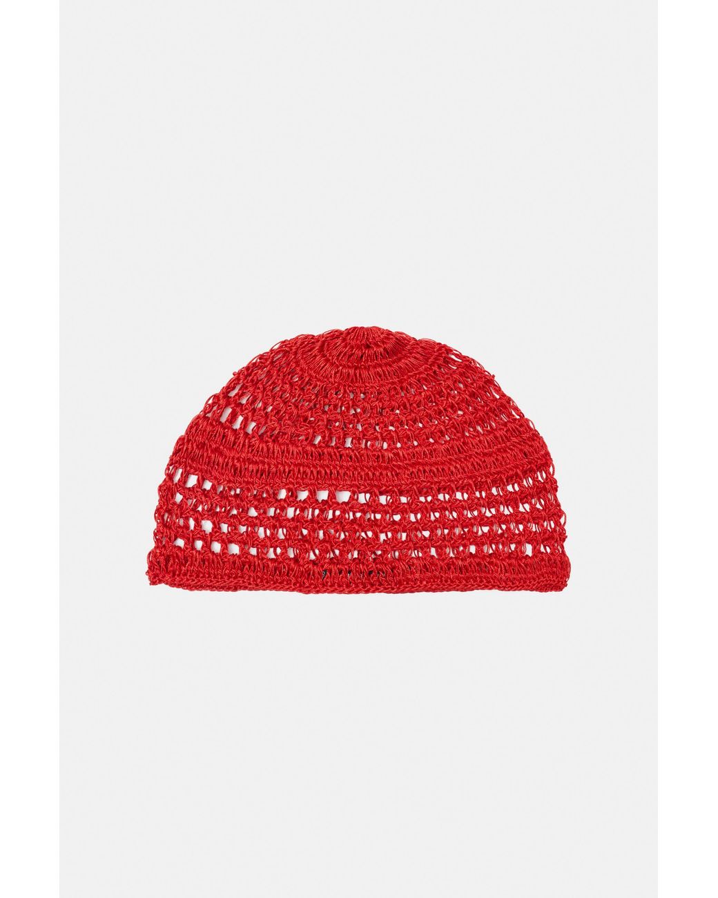 Pull&Bear Red Crochet Pillbox Hat