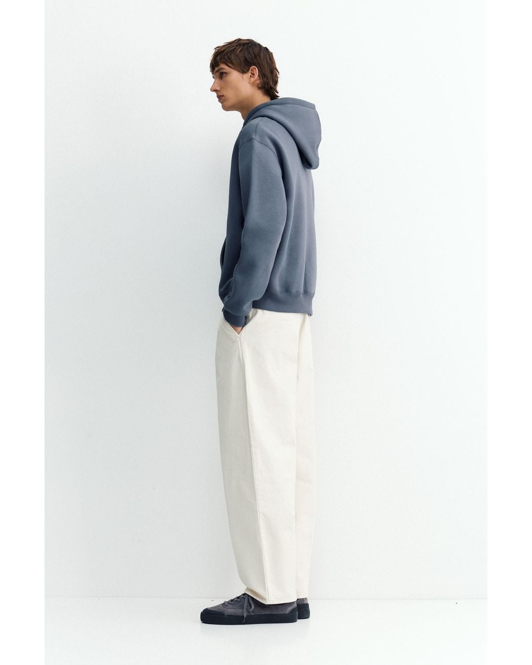 Pull&Bear Basic-Kapuzensweatshirt in Blue für Herren