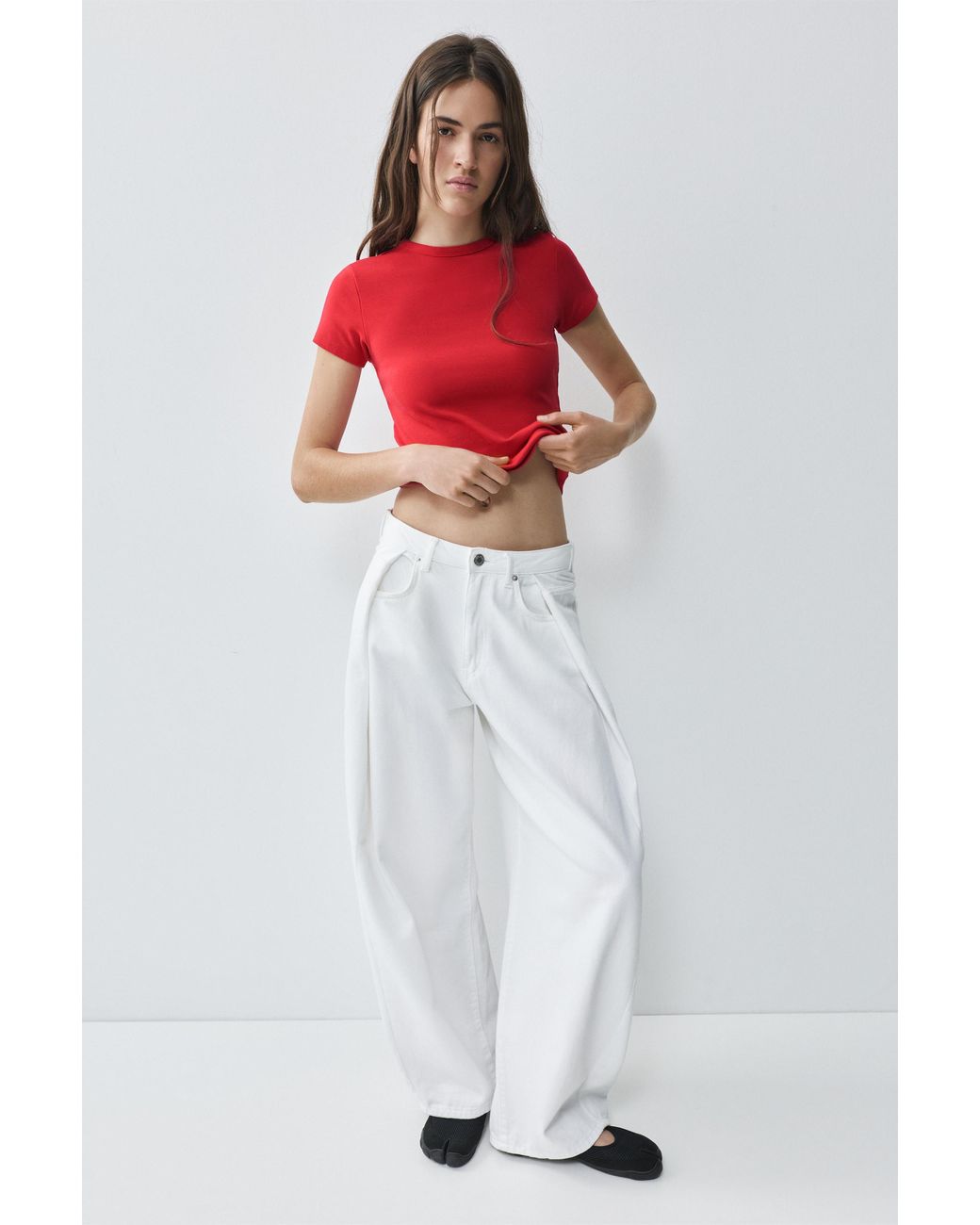 Pull&Bear Red Fitted Short Sleeve T-Shirt