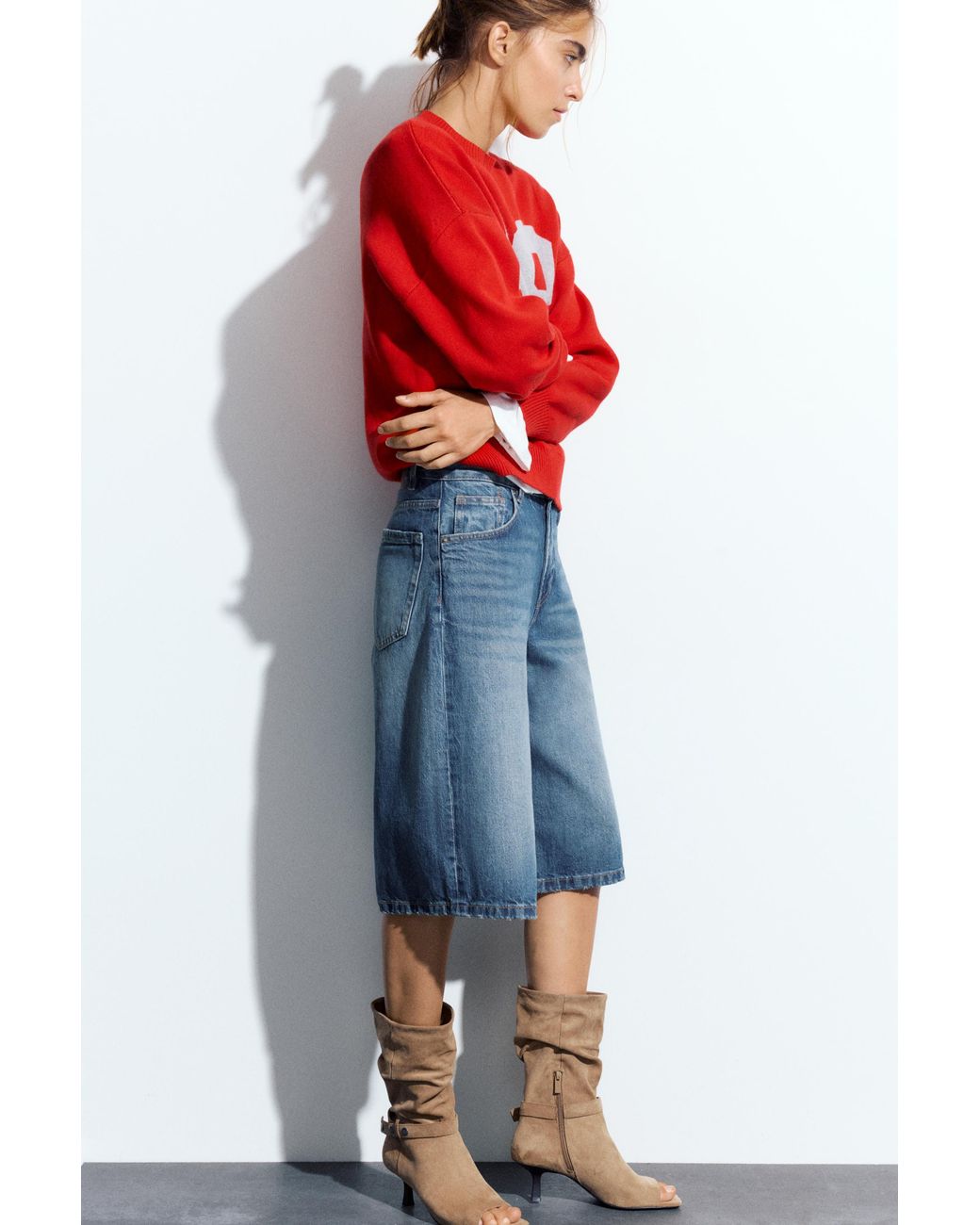 Pull&Bear Red Roter Pullover Mit Sternenmotiv Und 98