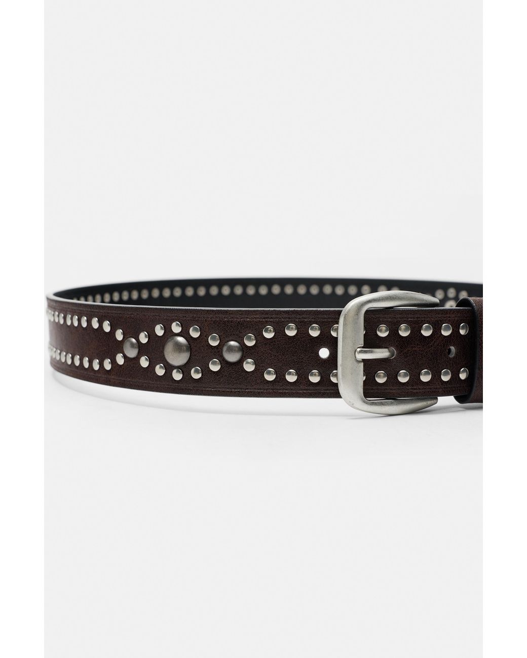 Pull&Bear Black Leather Effect Studded Belt for men