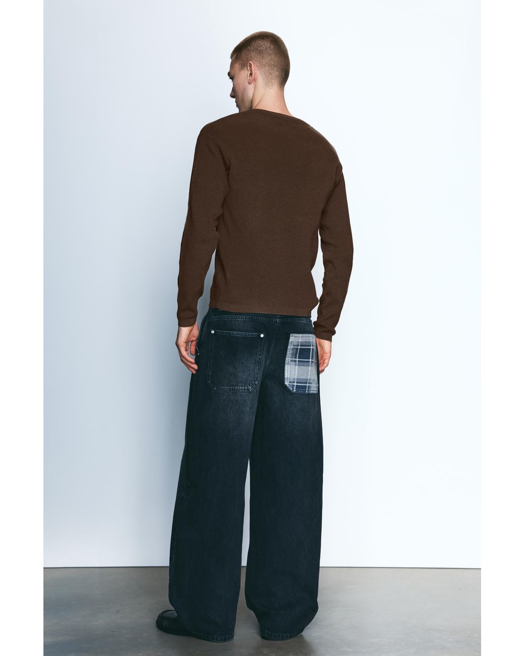 Pull&Bear Brown Henley Collar Jumper for men