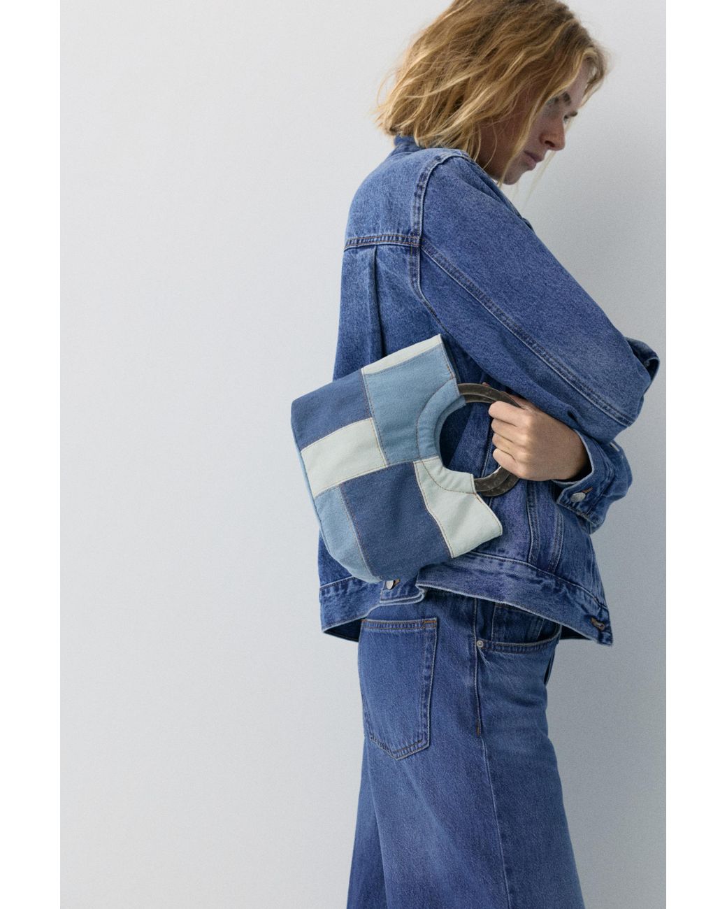 Sac À Main Patchwork Denim Pull&Bear en coloris Blue