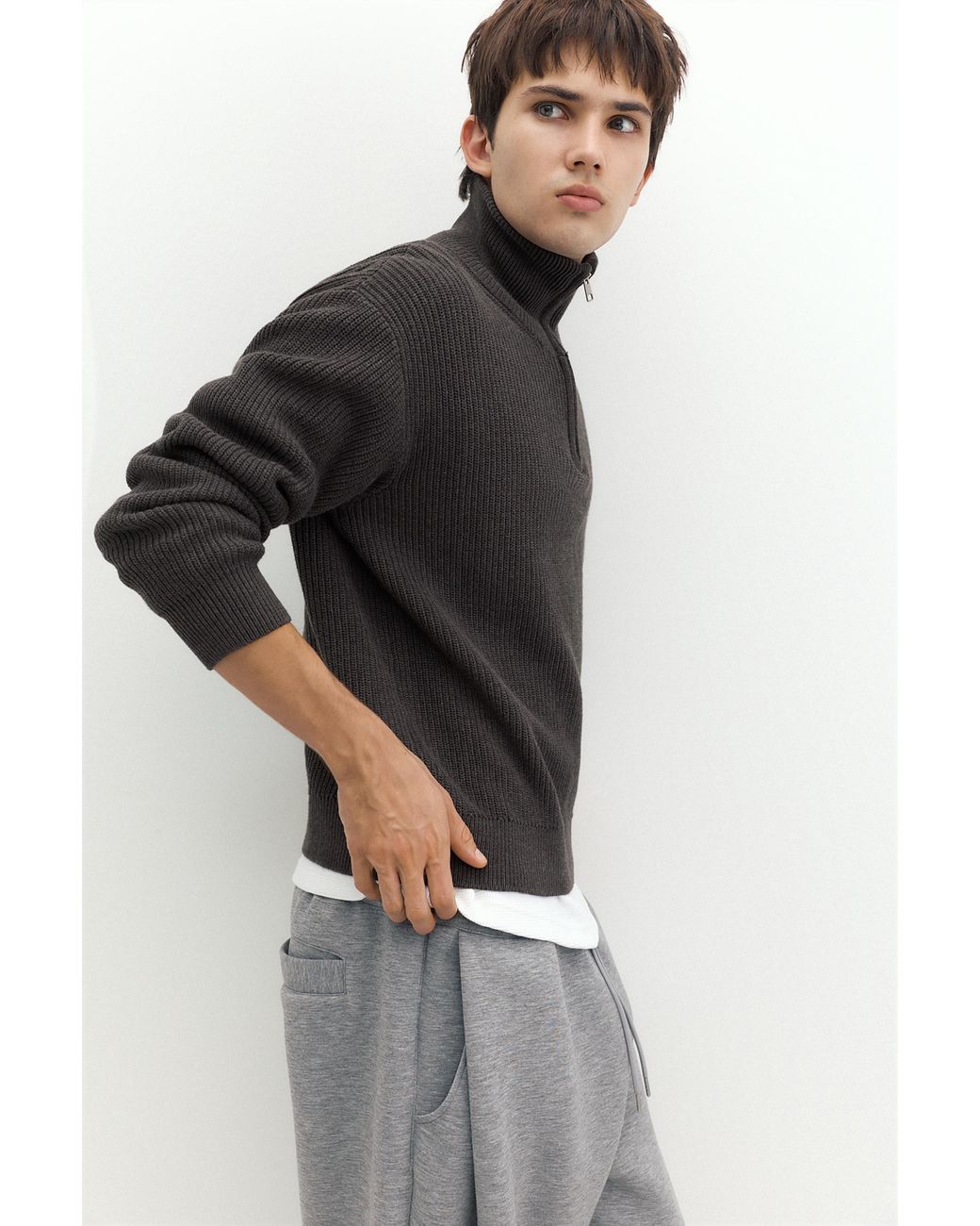 Pull&Bear Blue Quarter-Zip Jumper for men