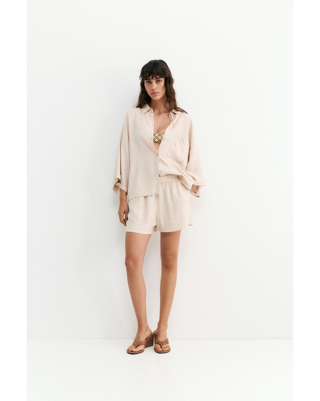 Pull&Bear Multicolor Linen Blend Shirt