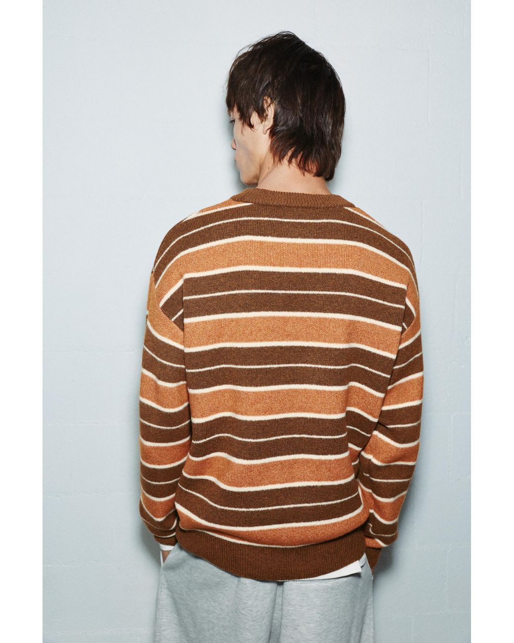 Pull Rayé Pull&Bear pour homme en coloris White