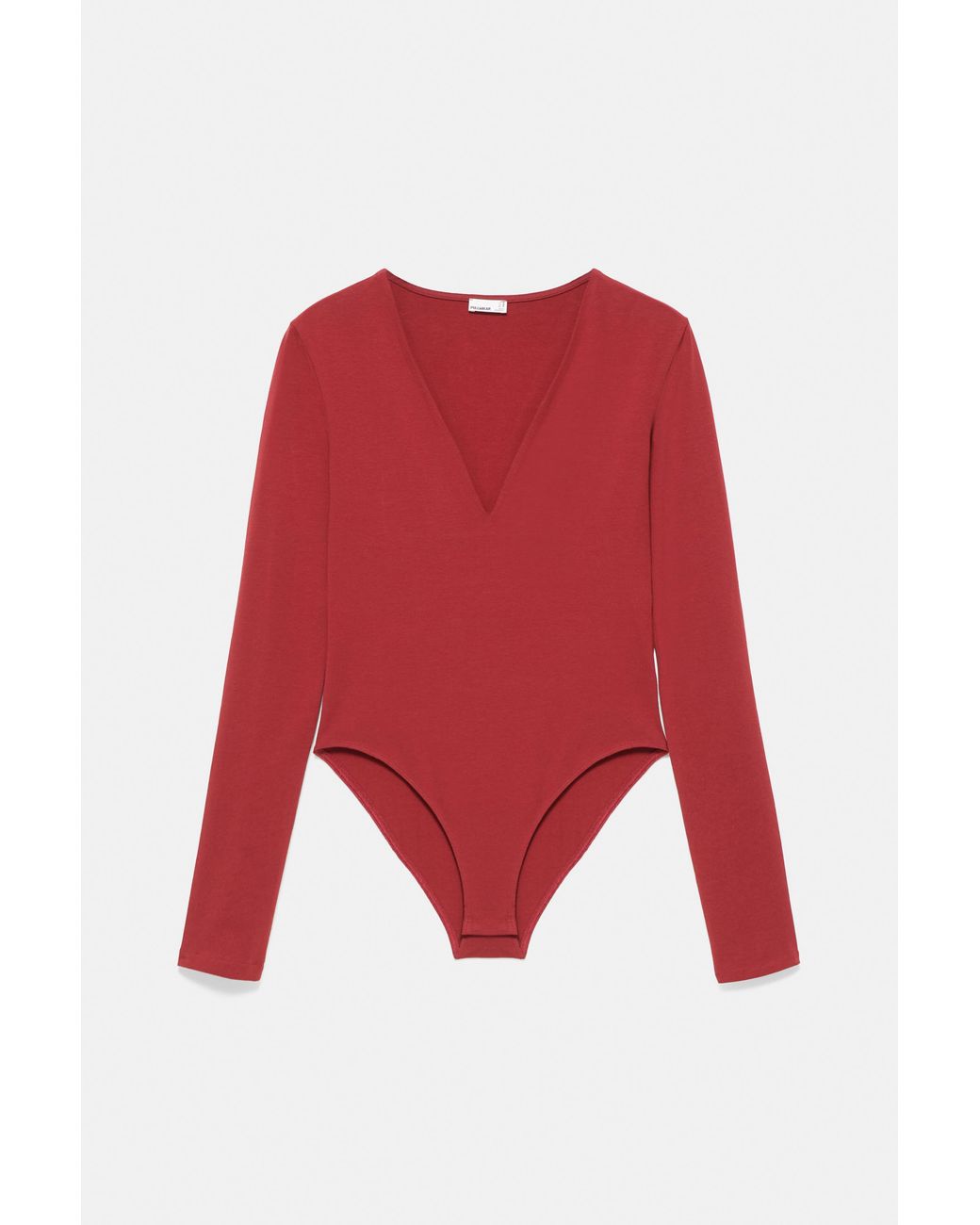 Pull&Bear Red V-Neck Bodysuit