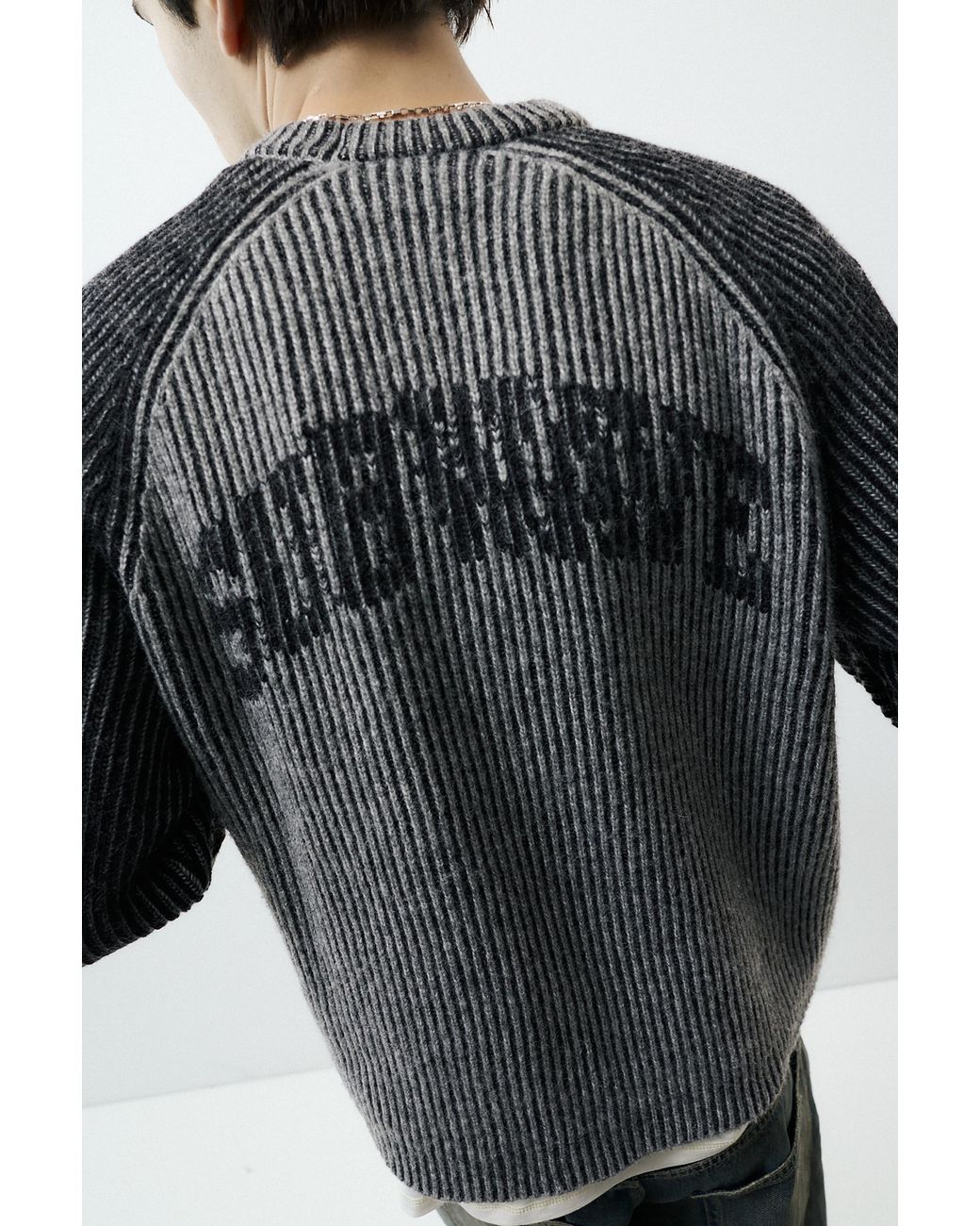 Pull Côtelé À Manches Raglan Pull&Bear pour homme en coloris Gray