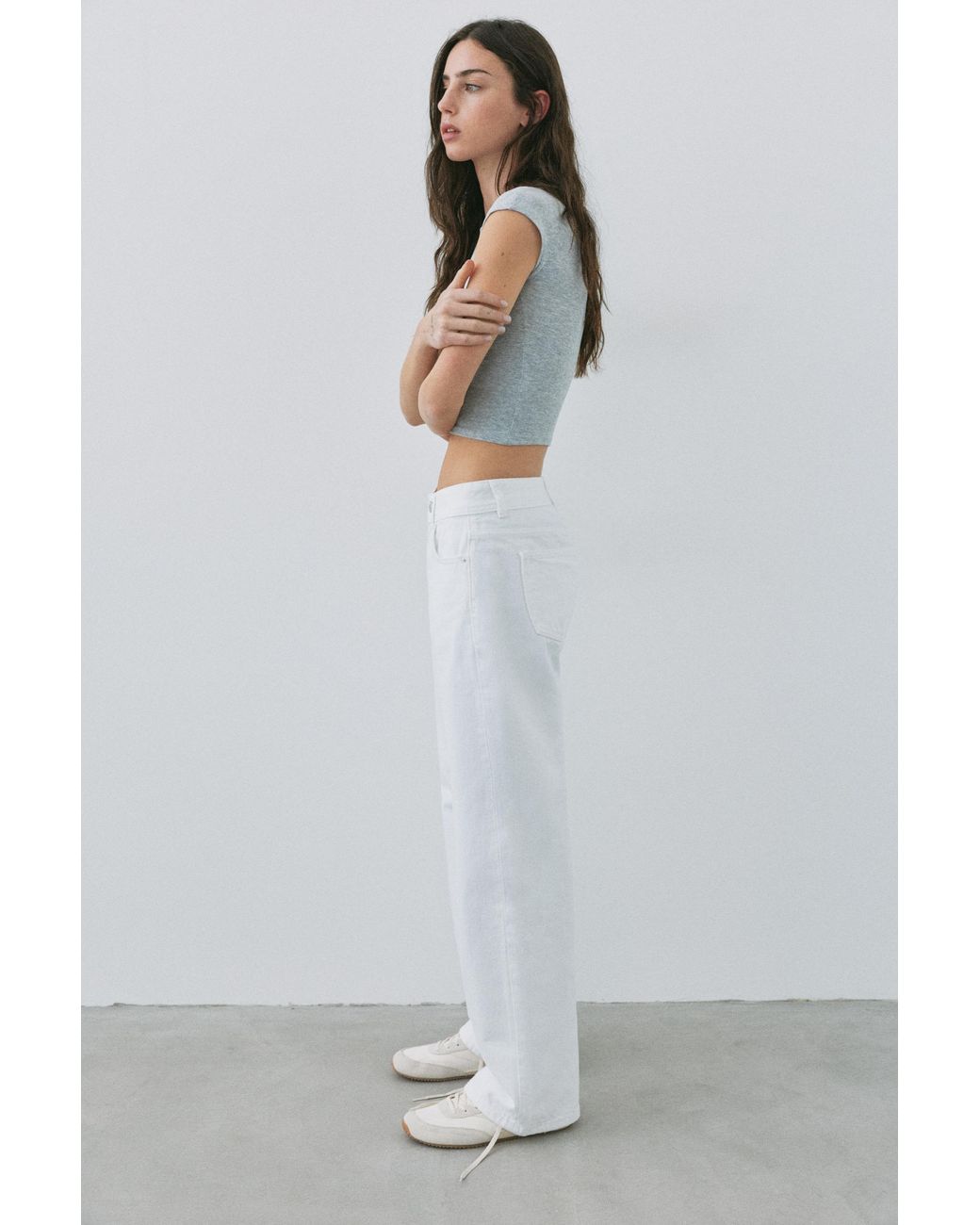 Pull&Bear Gray Low-Rise Straight-Leg Jeans