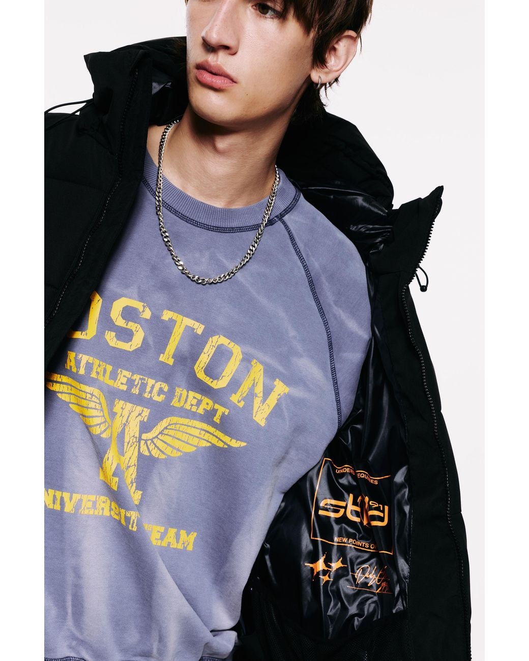 Pull&Bear Black Quilted Jacket With Hood for men