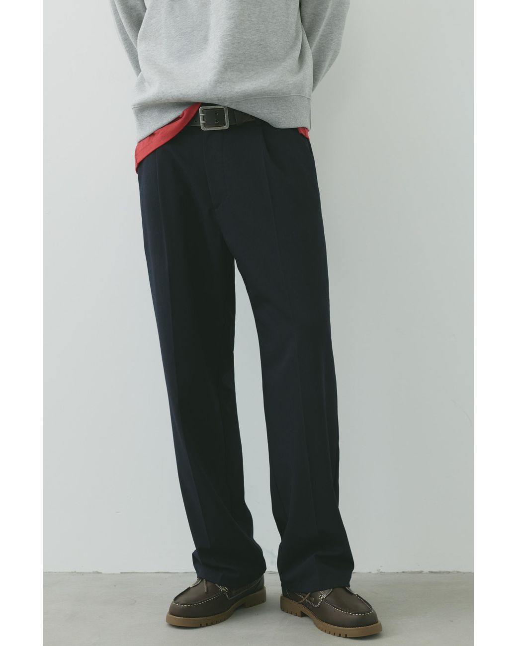 Pull&Bear Blue Wide-Leg Tailored Fit Trousers for men