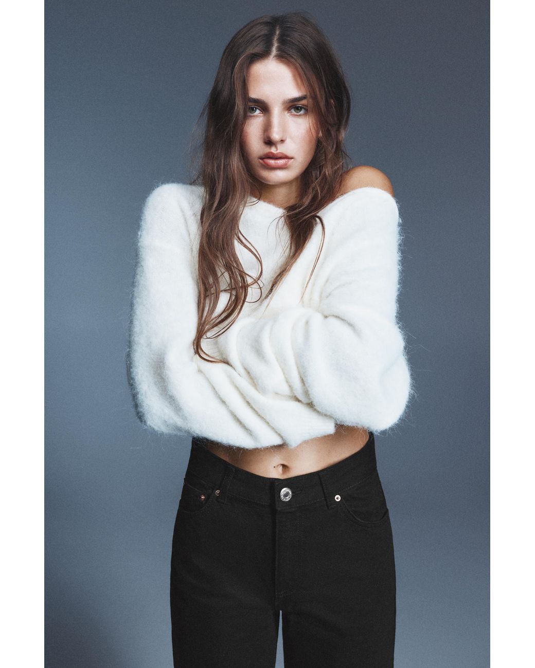 Pull&Bear Blue High-Waist Wide Straight-Leg Jeans
