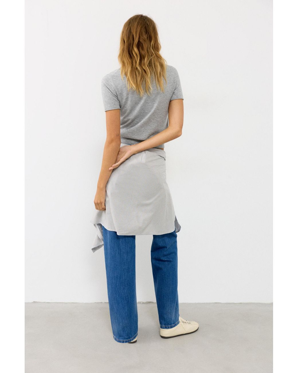 Pull&Bear Fijngebreid T-Shirt Met Korte Mouw in het Blue