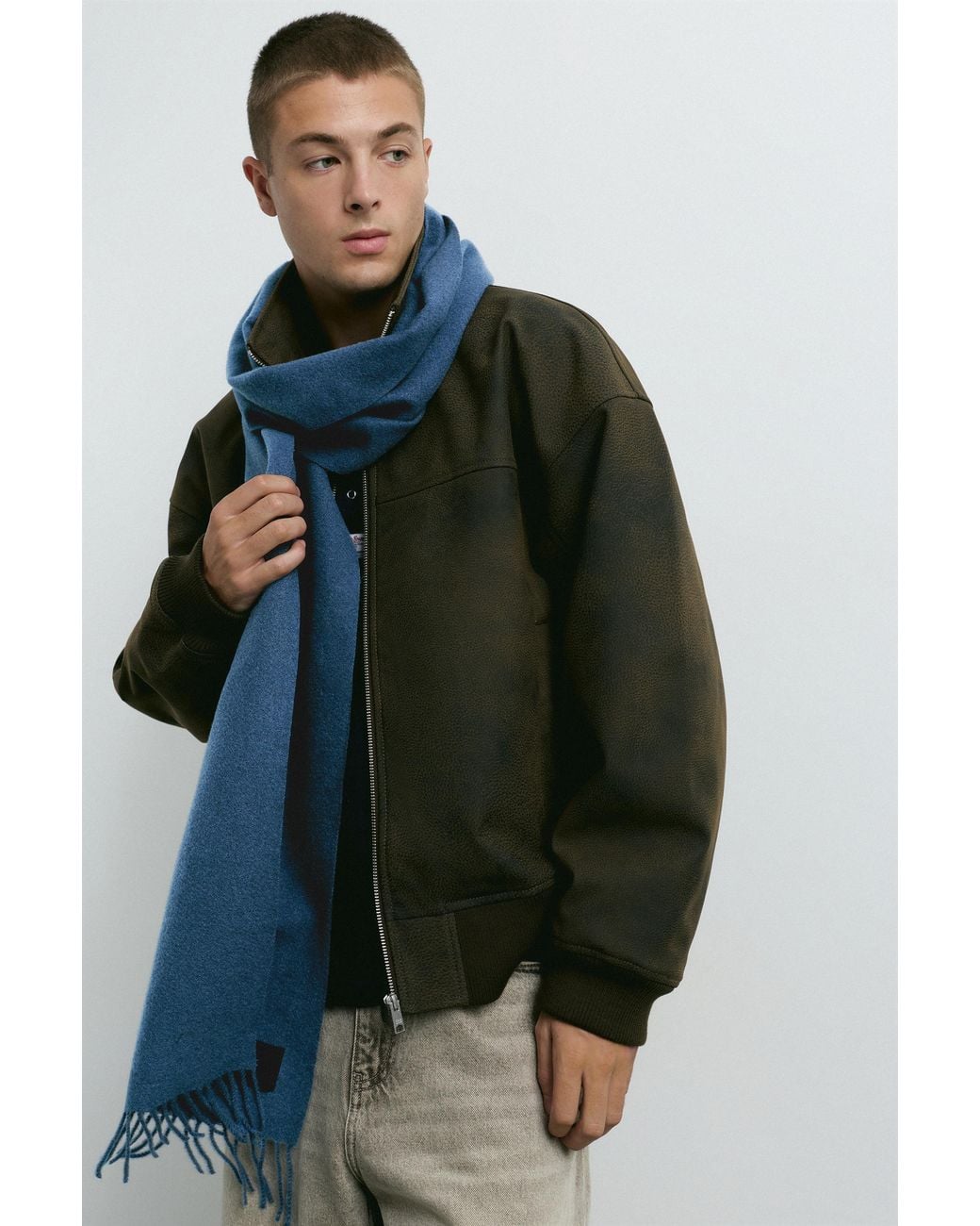 Pull&Bear Basisschal Mit Fransen in Blue für Herren