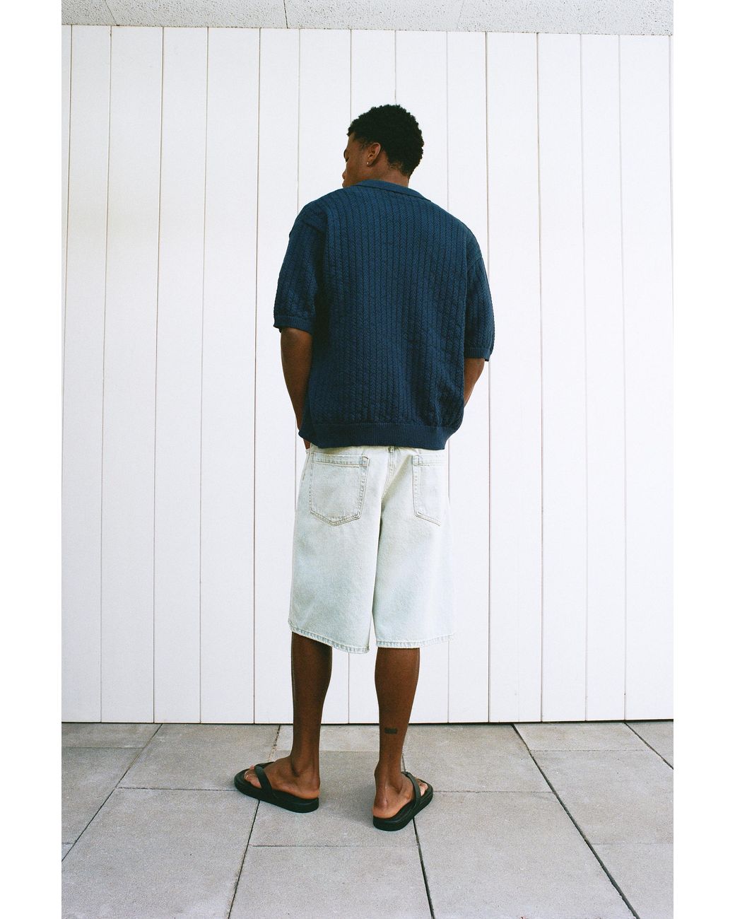 Pull&Bear Multicolor Wide-Leg Denim Bermuda Shorts for men