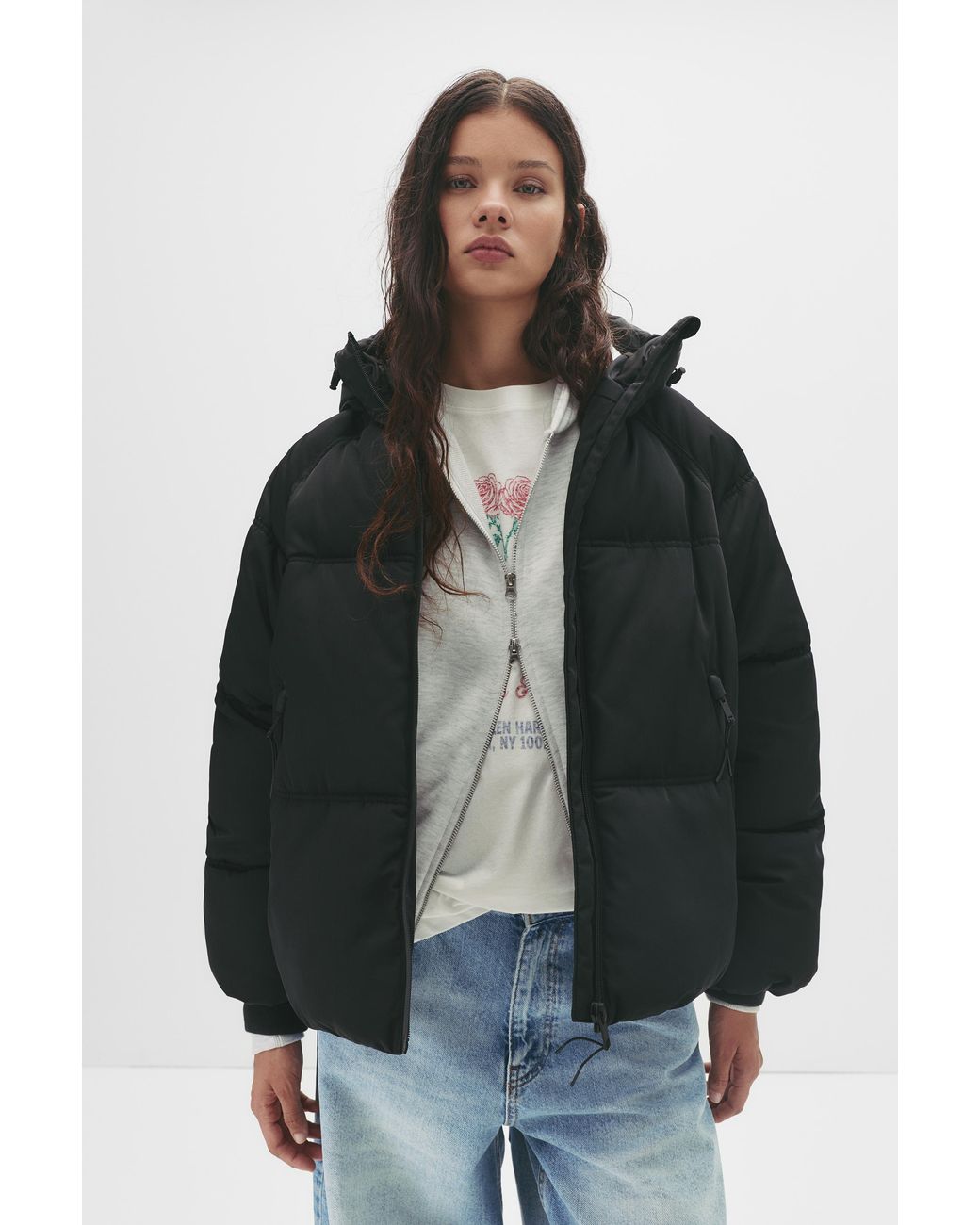 Veste Matelassée À Capuche Pull&Bear en coloris Black