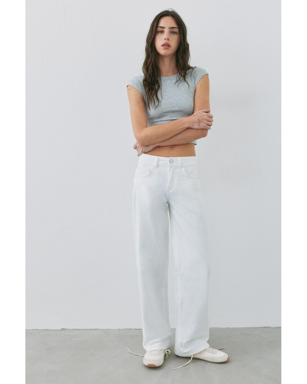 Pull&Bear Gray Low-Rise Straight-Leg Jeans