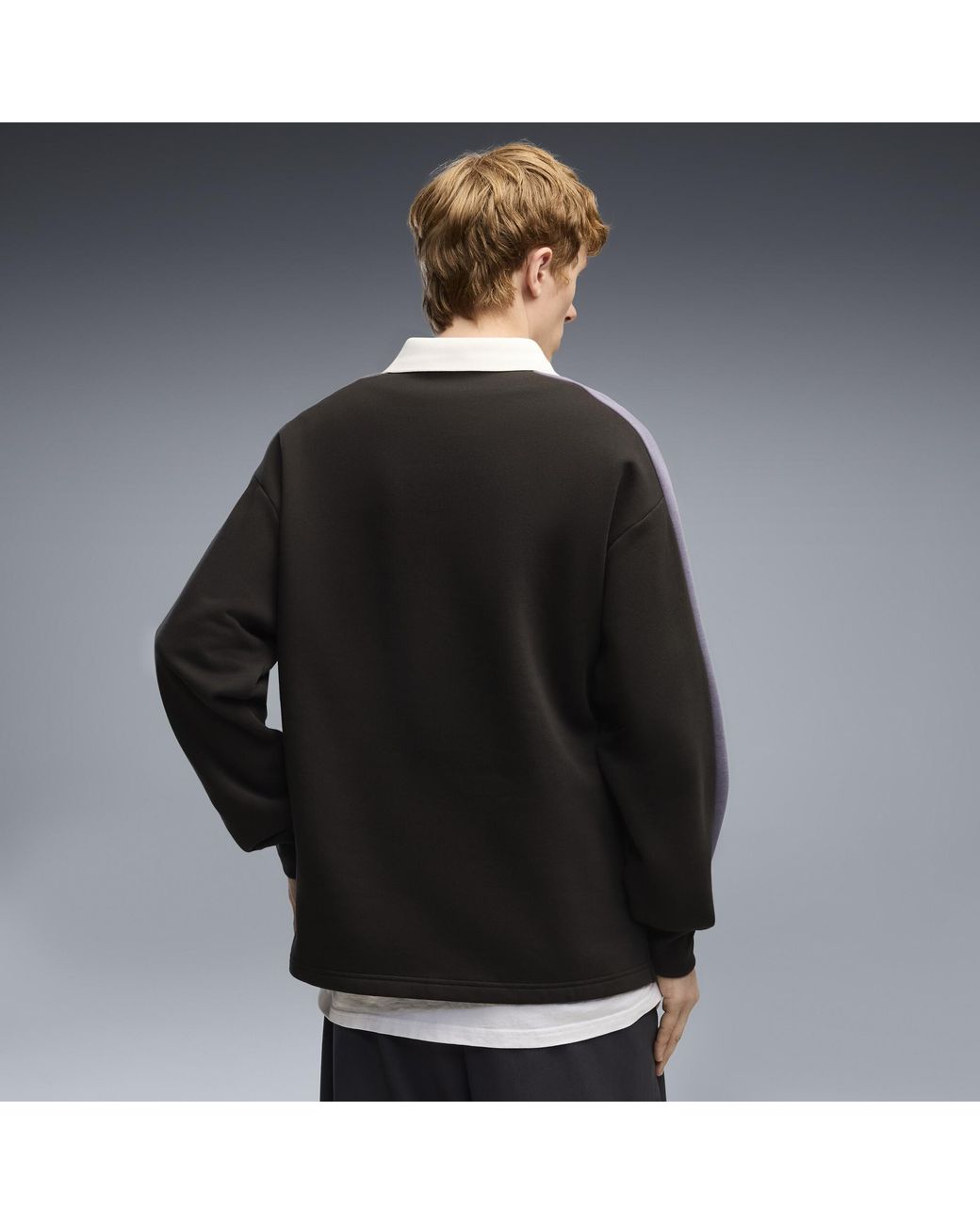 PUMA Black T7 Relaxed Polo Crew Neck Sweatshirt for men