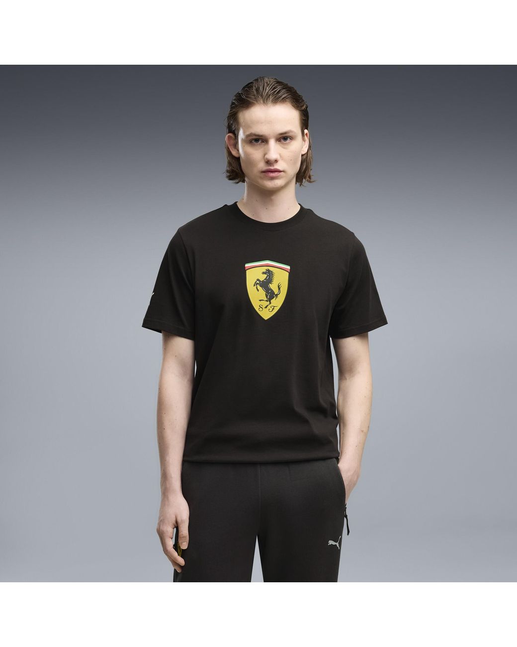 PUMA Black Scuderia Ferrari Coloured Shield T-Shirt for men