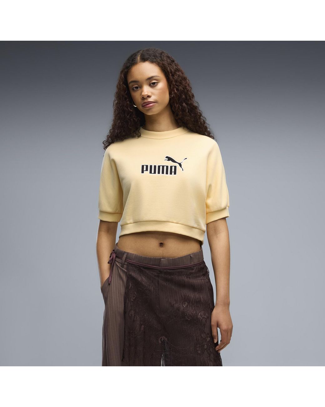 Felpa Con Logo Essentials Elevated No. 1 Dal Taglio Morbido Da Donna, Abbigliamento, Giallo di PUMA in Natural