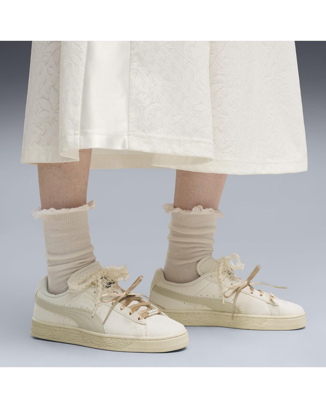 PUMA White Suede Bloom Sneakers