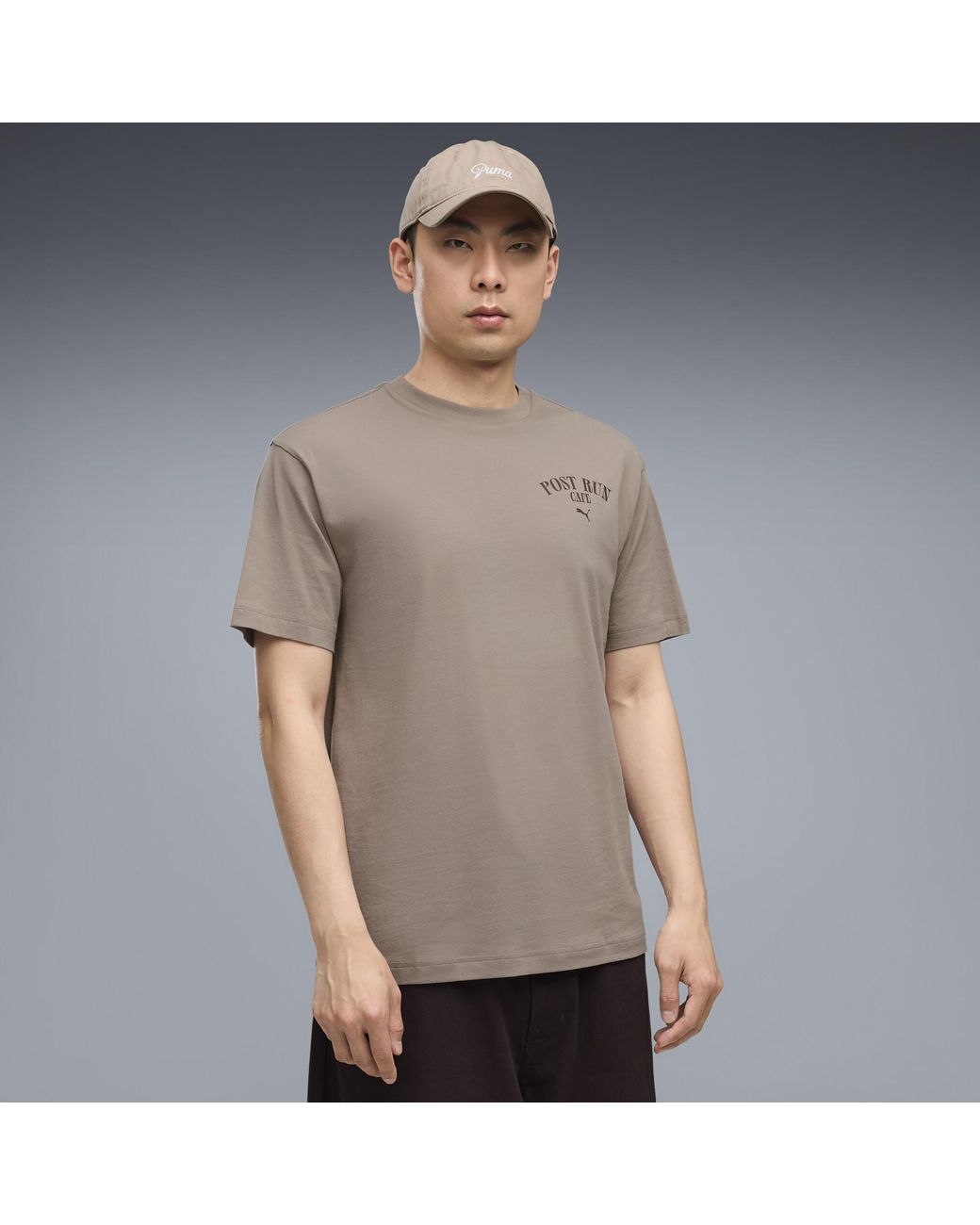 PUMA Gray Graphic Cafe Relaxed T-Shirt for men