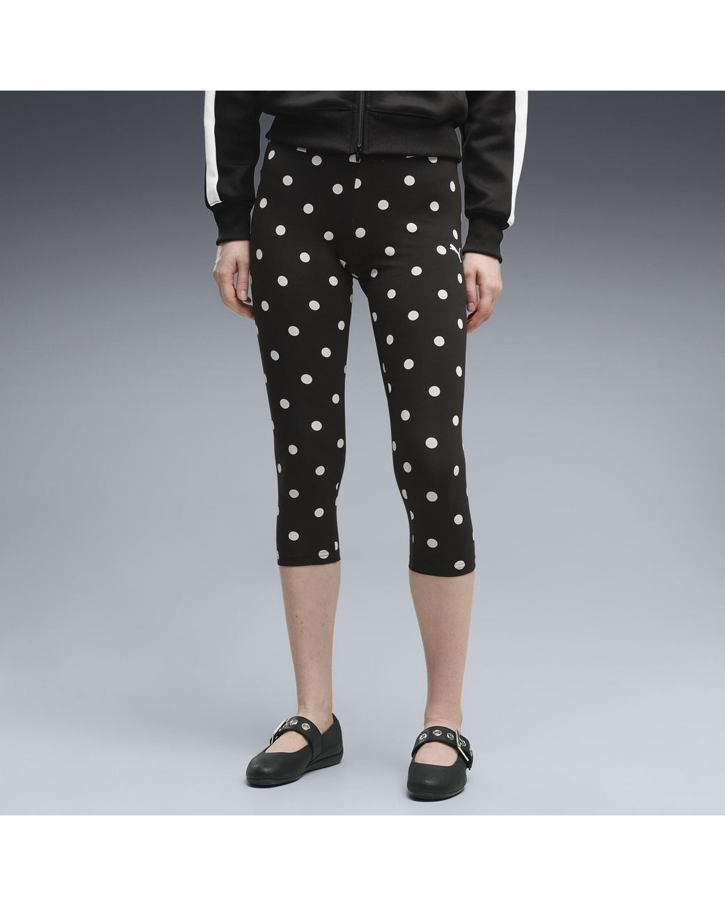 PUMA Black Polka-Dot Capri Leggings