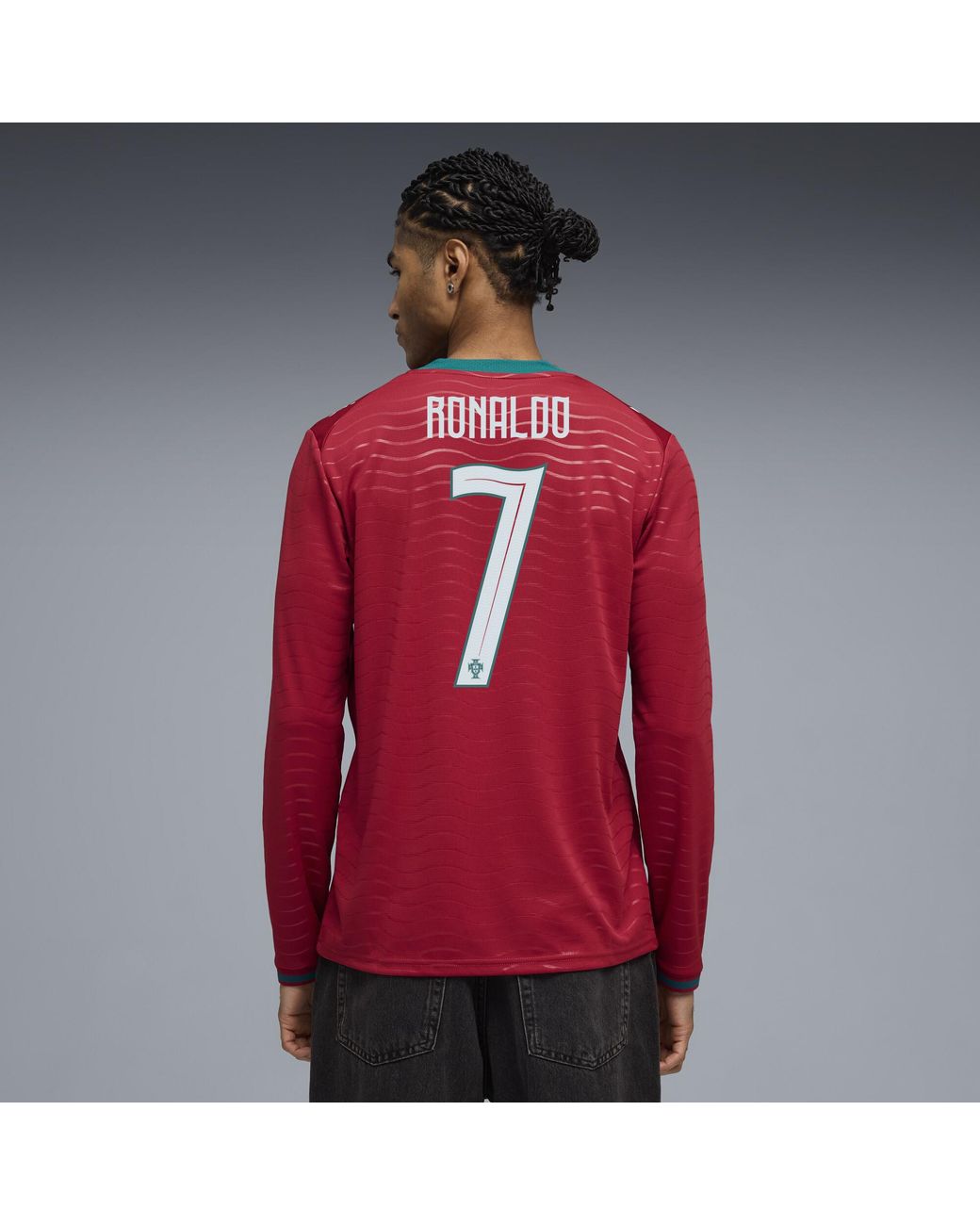 PUMA Red Cristiano Ronaldo Portugal National Team 2026 Home Replica Long Sleeve Jersey for men
