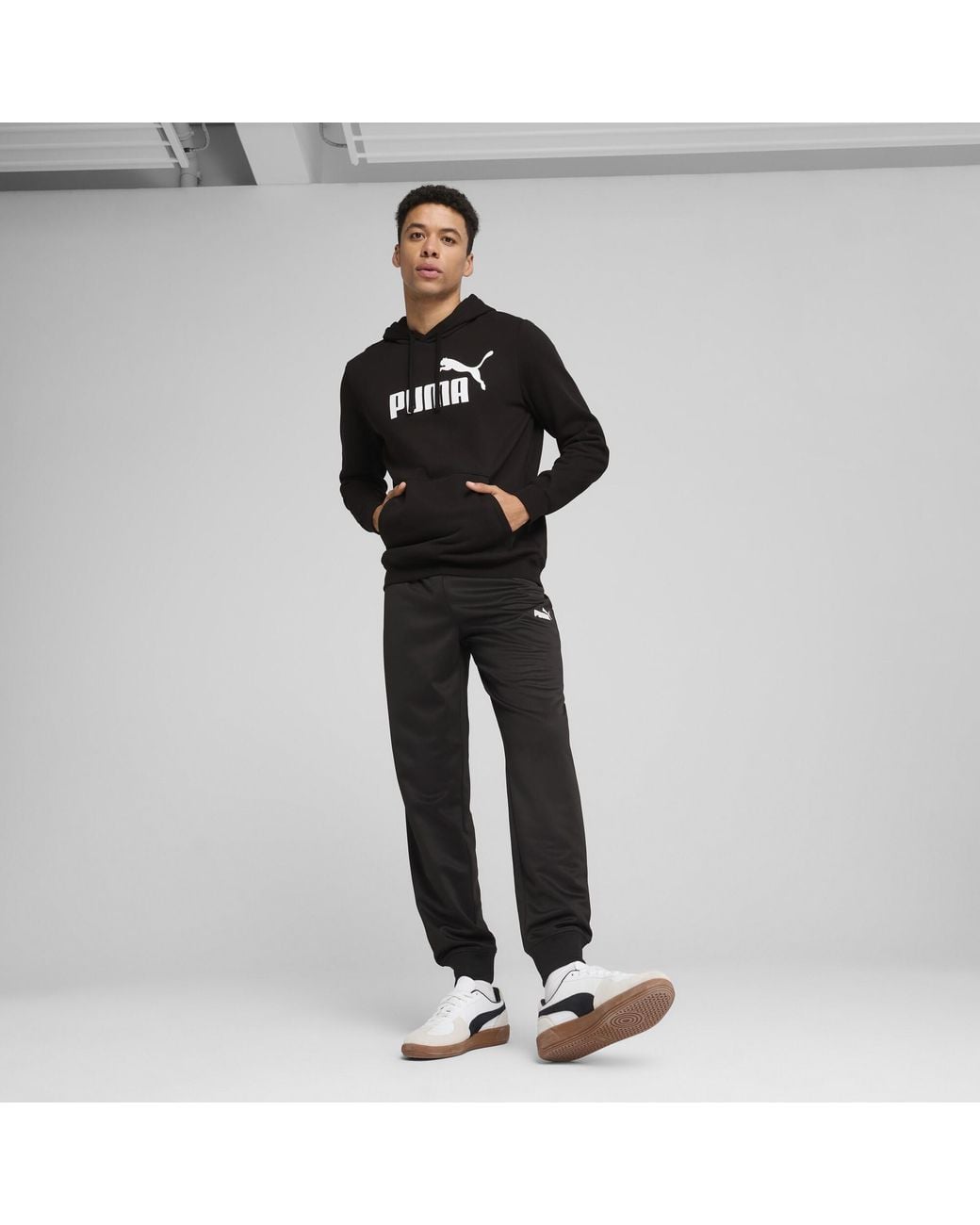 PUMA Black Essentials Logo Fleece Hoodie for men