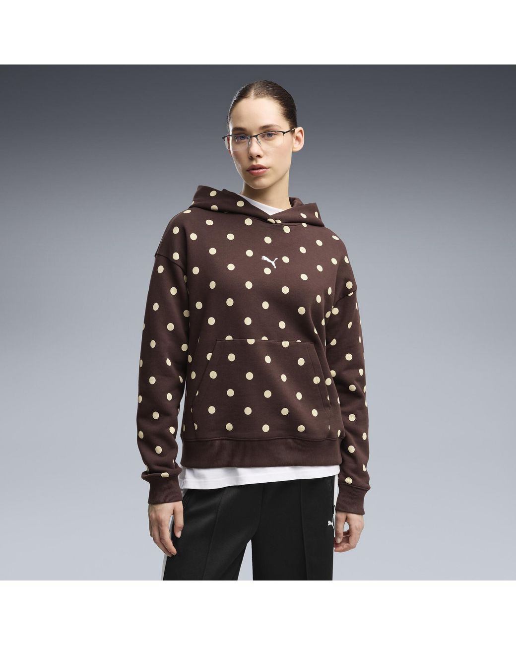 PUMA Black Relaxed Polka-Dot Hoodie