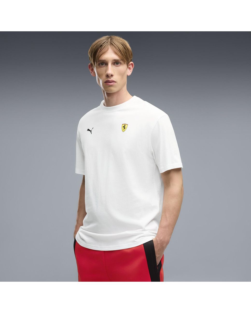 PUMA White Ferrari Graphic T-Shirt for men