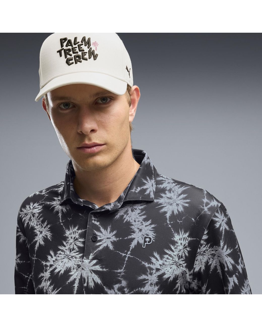 PUMA Black X Palm Tree Crew Palm Golf Polo for men
