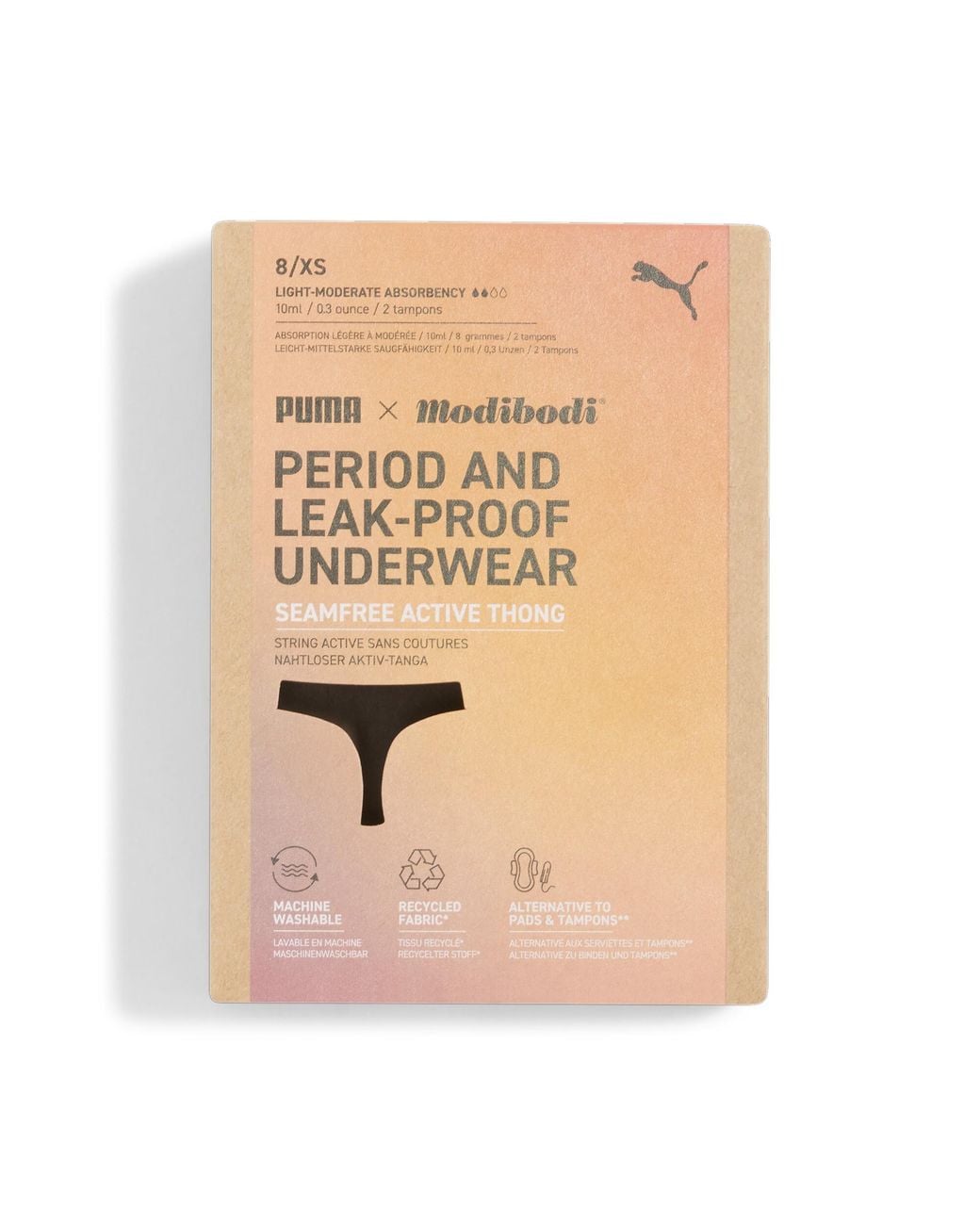 PUMA Natural X Modibodi Seamfree Active Thong Light-Moderate