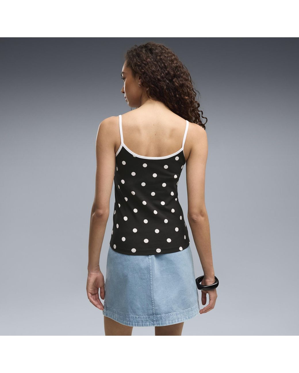 PUMA Black Strappy Polka-Dot Tank Top