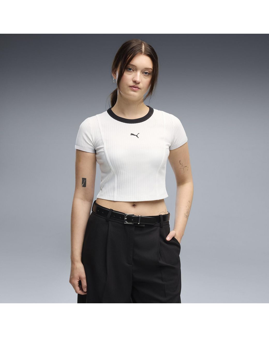 PUMA White Essentials Ribbed Baby T-Shirt