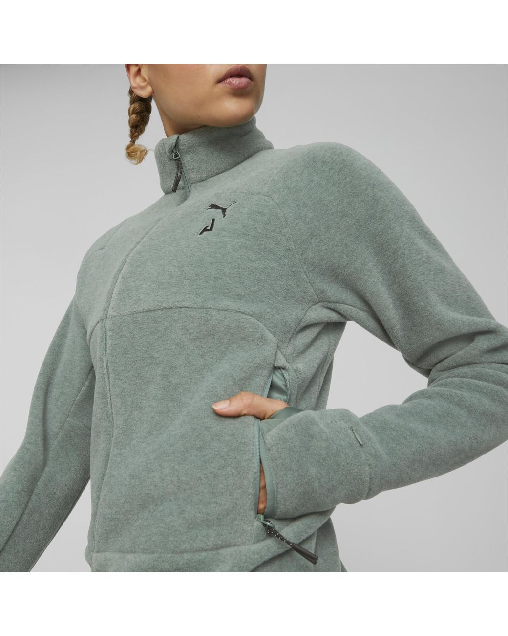 PUMA Seasons Full zip Running Fleece in Green Lyst