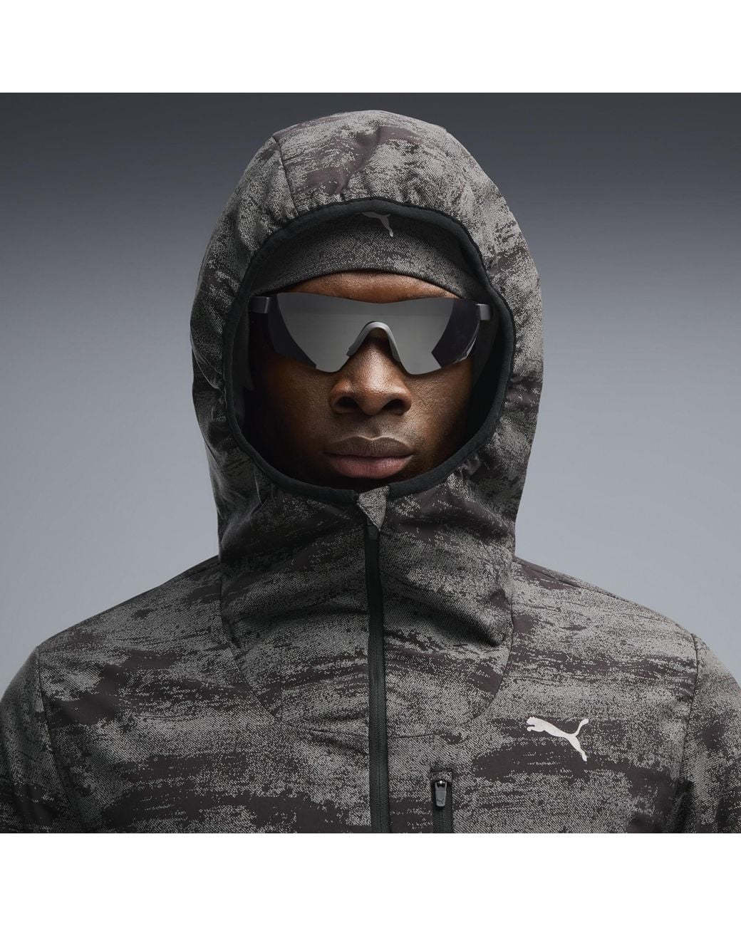 PUMA Gray Brightstride Printed Primaloft Insulated Jacket for men
