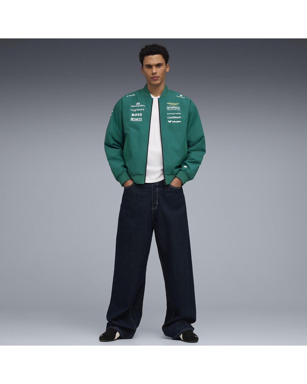 PUMA Green X Aston Martin Aramco F1 Team Replica Bomber Jacket for men