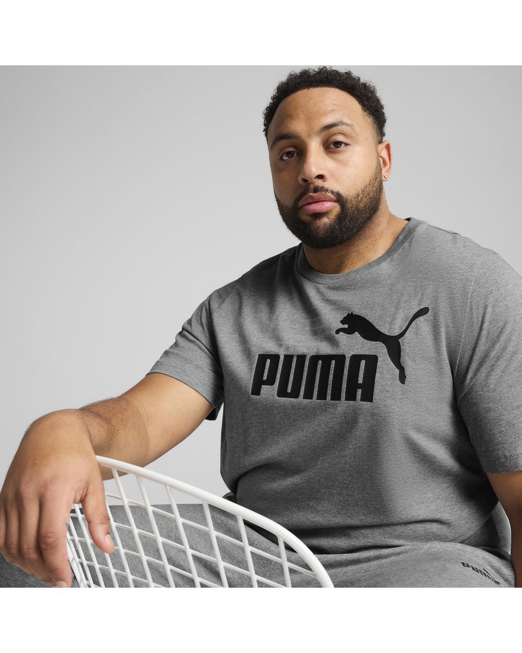 PUMA Gray Essentials No. 1 Logo T-Shirt for men