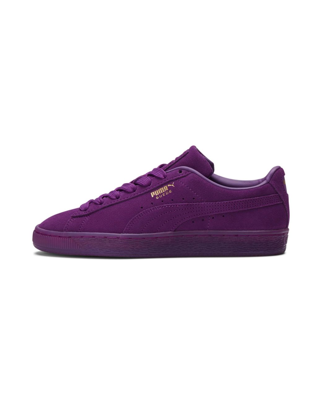 purple and gold puma suede