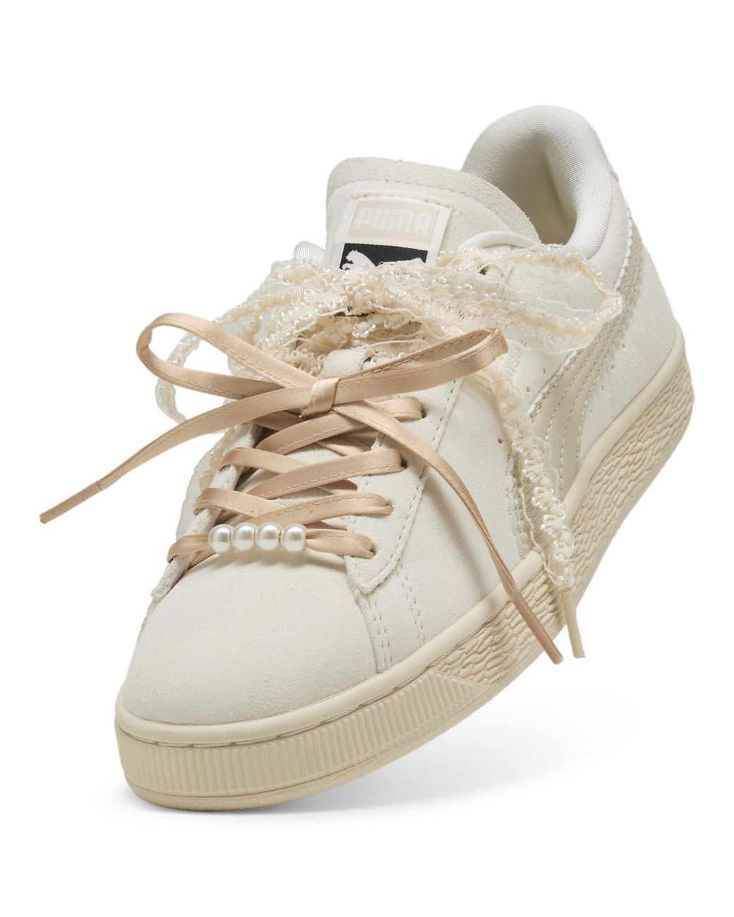 PUMA White Suede Bloom Sneakers