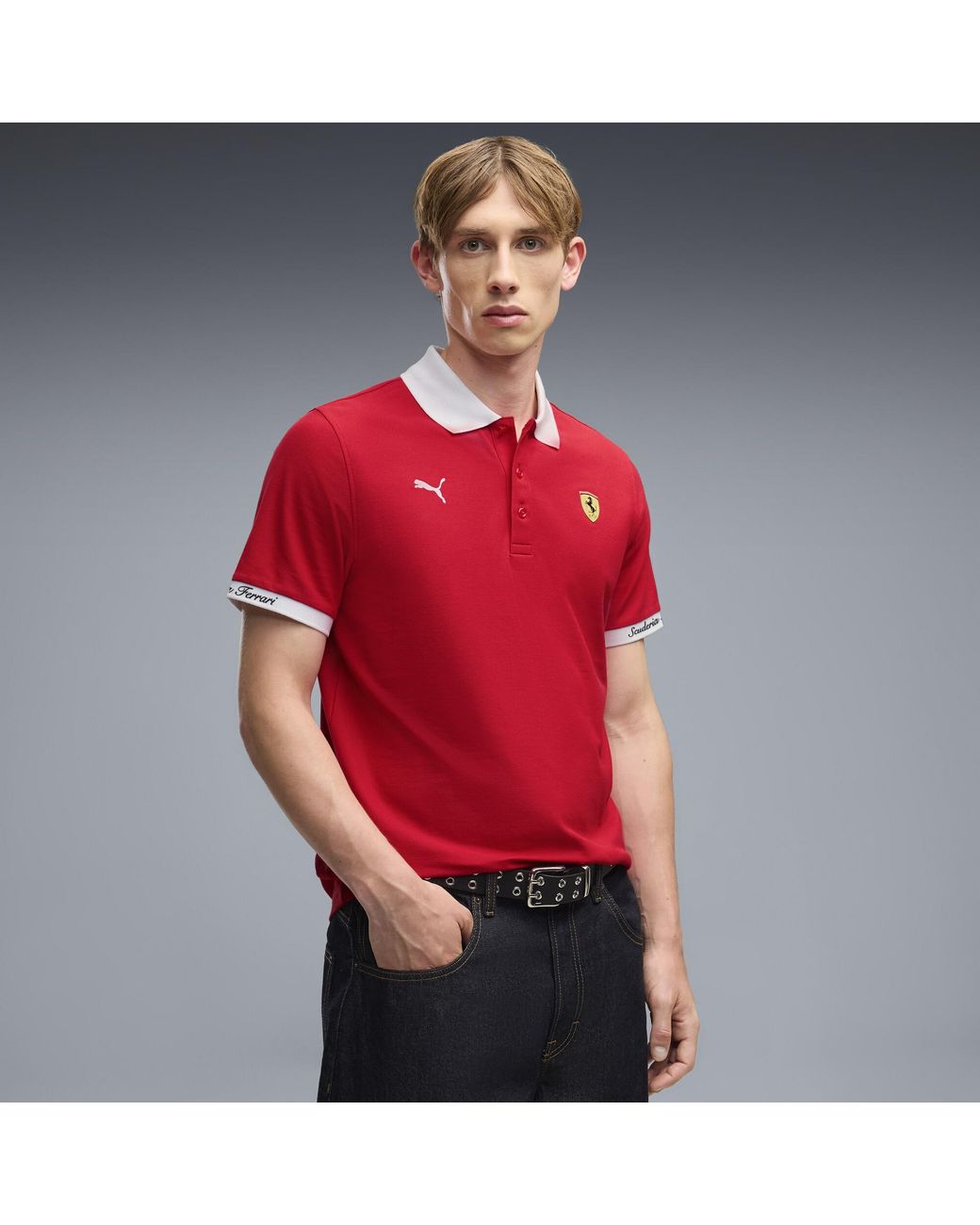 PUMA Red Ferrari Pique Polo for men