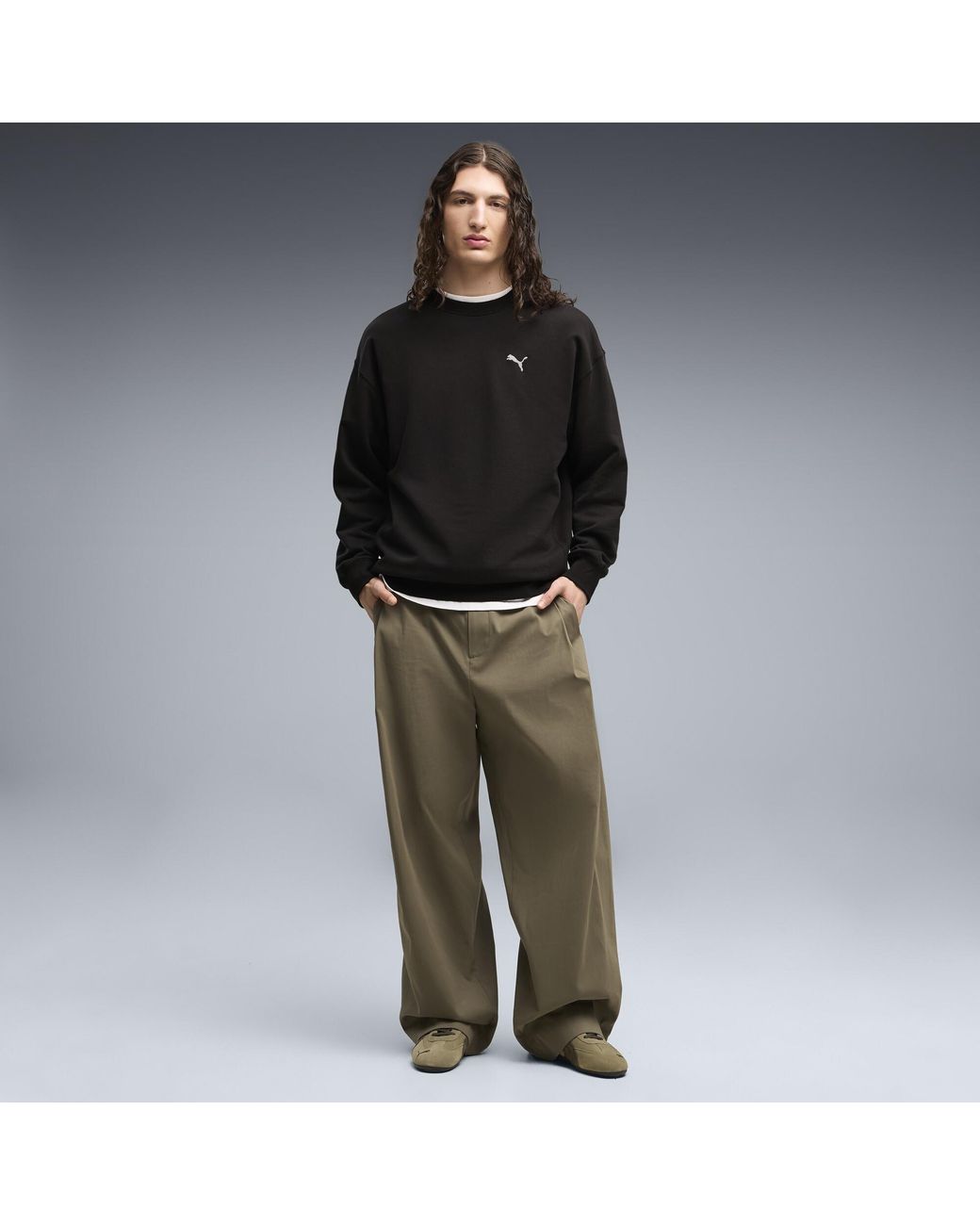 PUMA Black Wardrobe Essentials Relaxed Crew for men