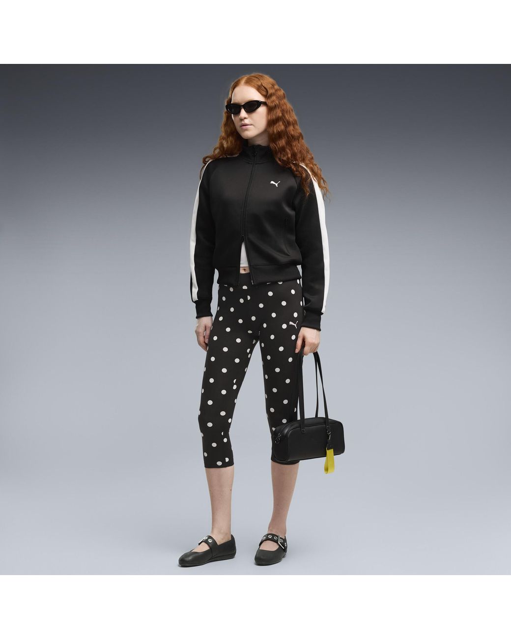 PUMA Black Polka-Dot Capri Leggings